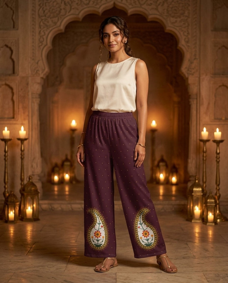 Shawl Buta — Paisley Wide-Leg Trousers