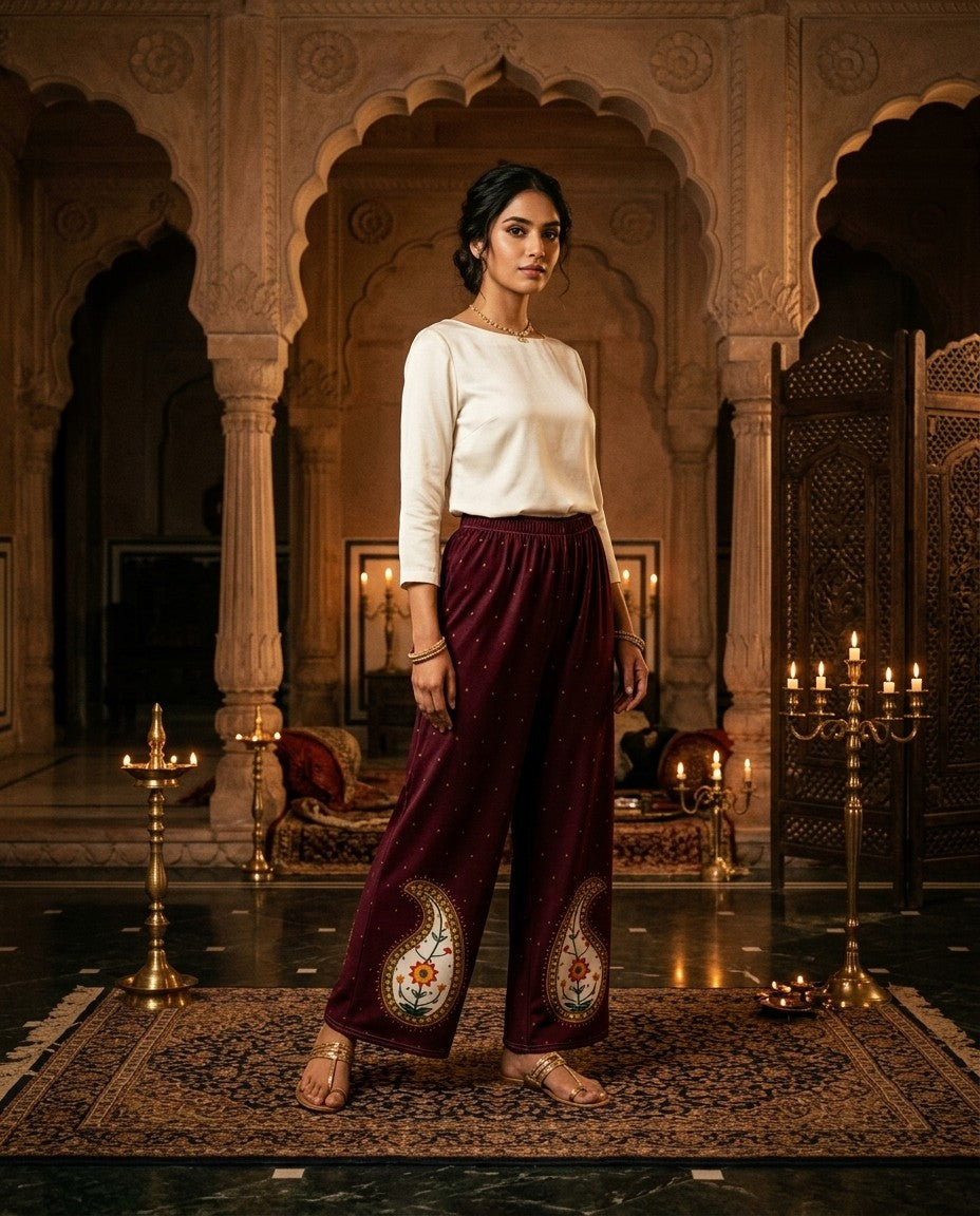 Shawl Buta — Paisley Wide-Leg Trousers — view 2