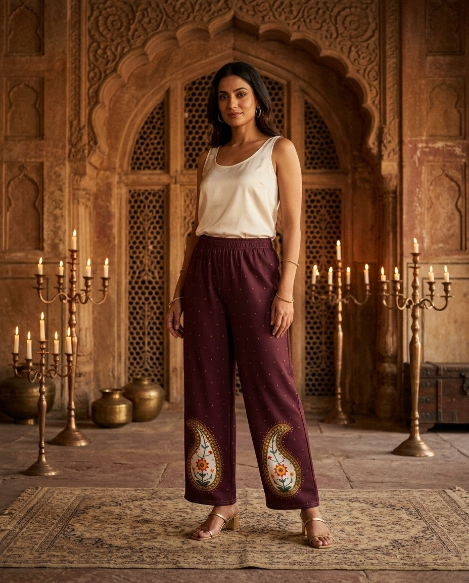 Shawl Buta — Paisley Wide-Leg Trousers — view 4