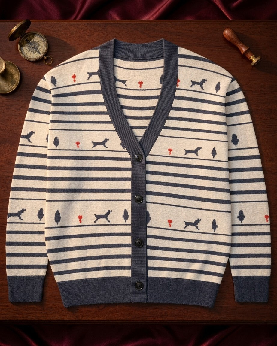 Shikargah — Mughal Hunt Stripe Knit Cardigan — view 6