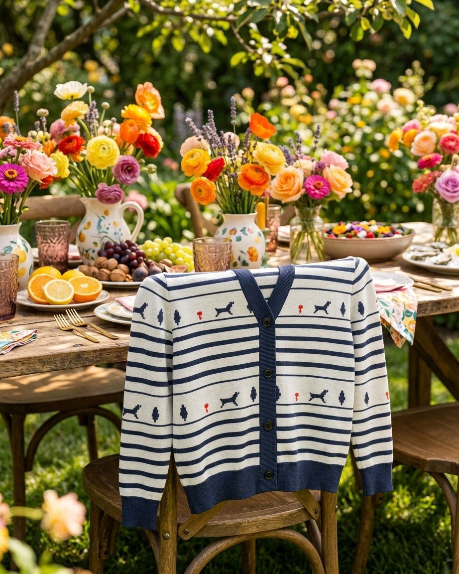 Shikargah — Mughal Hunt Stripe Knit Cardigan — view 7