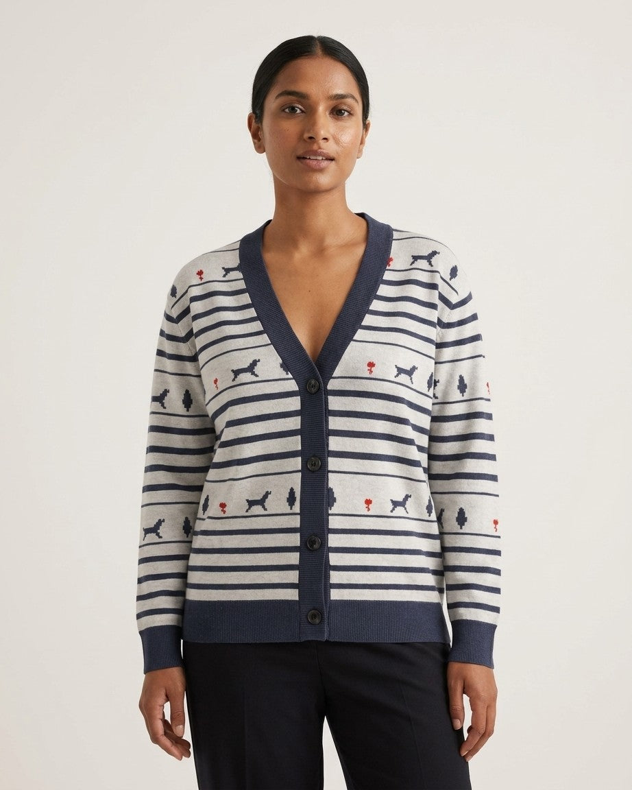 Shikargah — Mughal Hunt Stripe Knit Cardigan — view 4