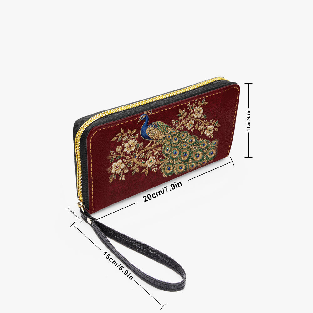 Zardozi Peacock — Maroon & Gold Wristlet Clutch Wallet — view 3