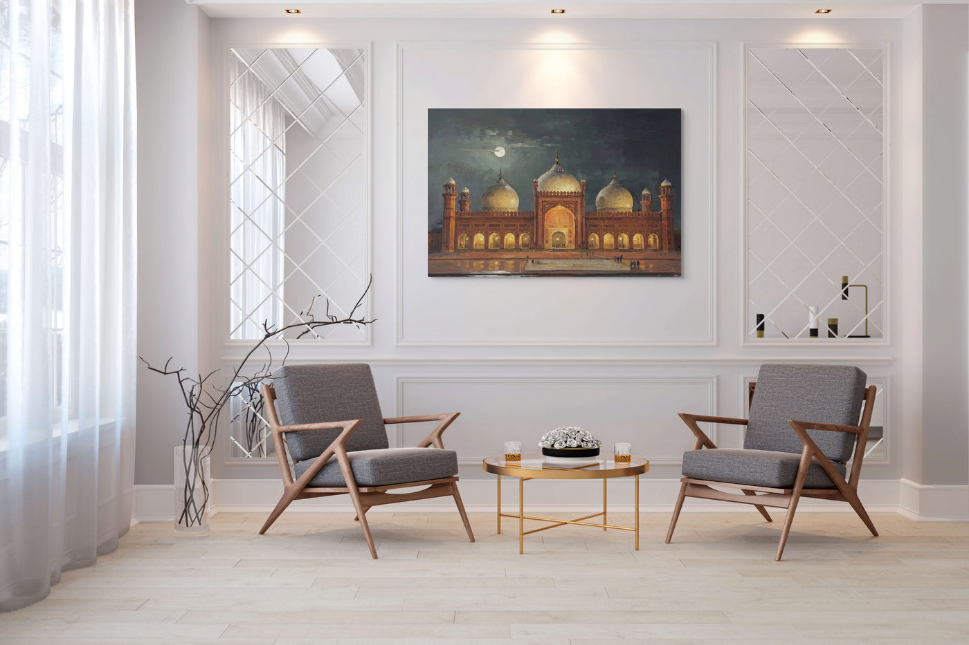 Moonlit Badshahi Mosque — view 8