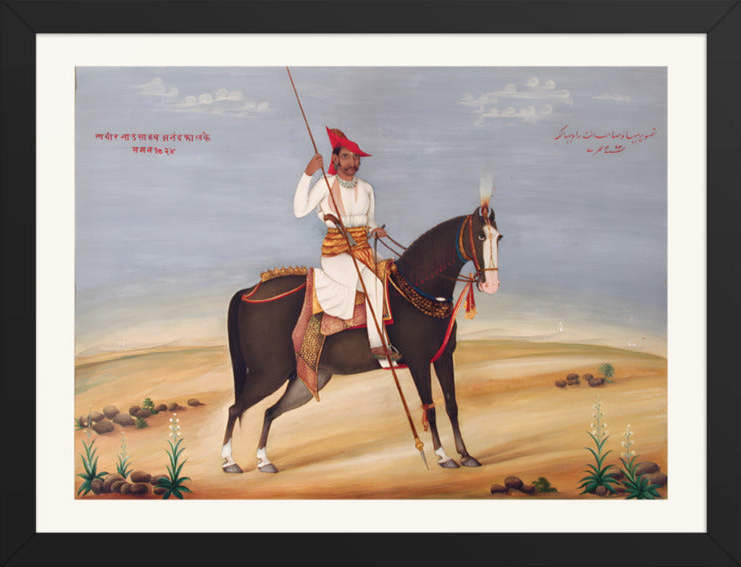 Bhao Sahib Anand Rao Phalke on Horseback — Restored Indian Court Wall Art — view 8