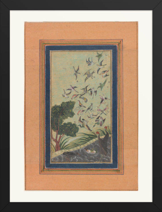 Birds in a Flowering Tree — Restored Mughal Wall Art — view 8