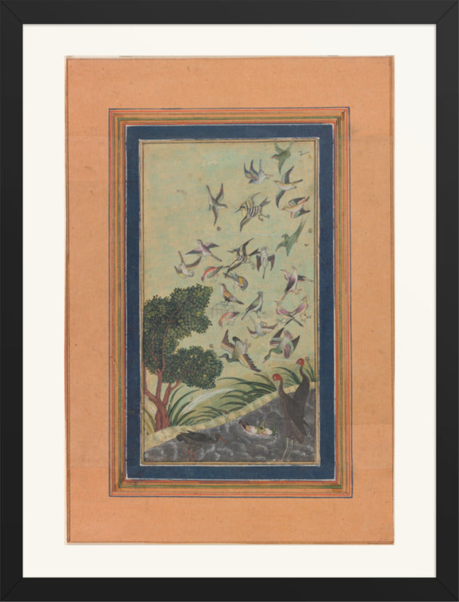 Birds in a Flowering Tree — Restored Mughal Wall Art — view 9