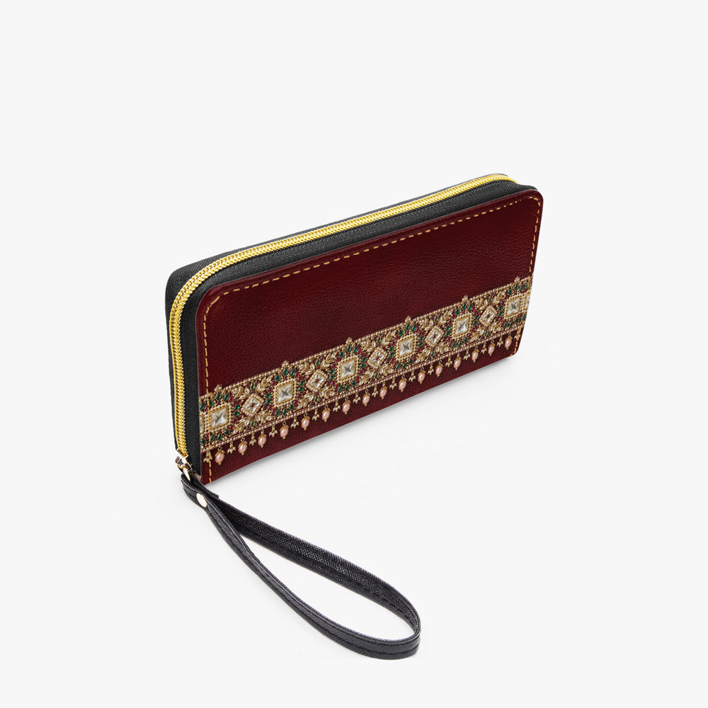 Kundan Potli — Maroon Velvet Wristlet Clutch Wallet — view 4
