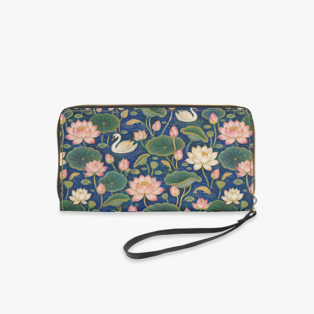 Kamal Talai — Lotus Pond Navy Wristlet Clutch Wallet — view 5