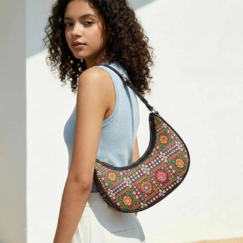 Kutch Mirror-Work — Multicolour Crescent Shoulder Bag — view 14