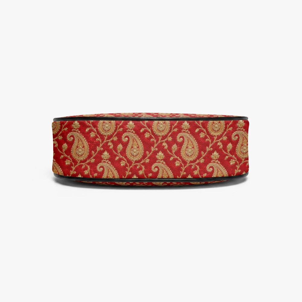 Zari Buti — Red & Gold Crescent Shoulder Bag — view 7