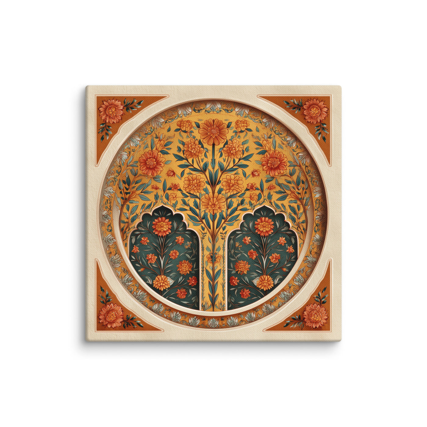 Golden Blossom Arch — Mughal Floral Harmony Canvas — view 1