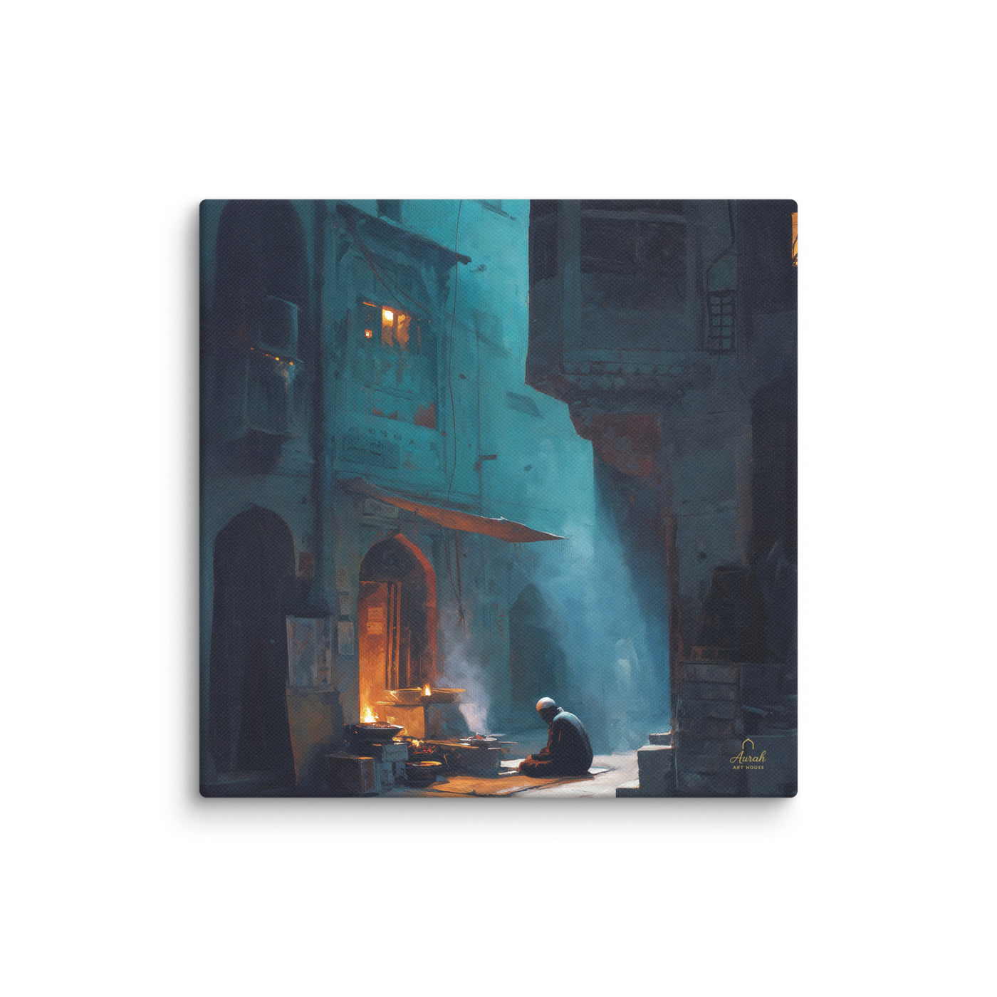 Midnight Courtyard Glow – Old Delhi Mughal Architectural Canvas Wall Art — view 3