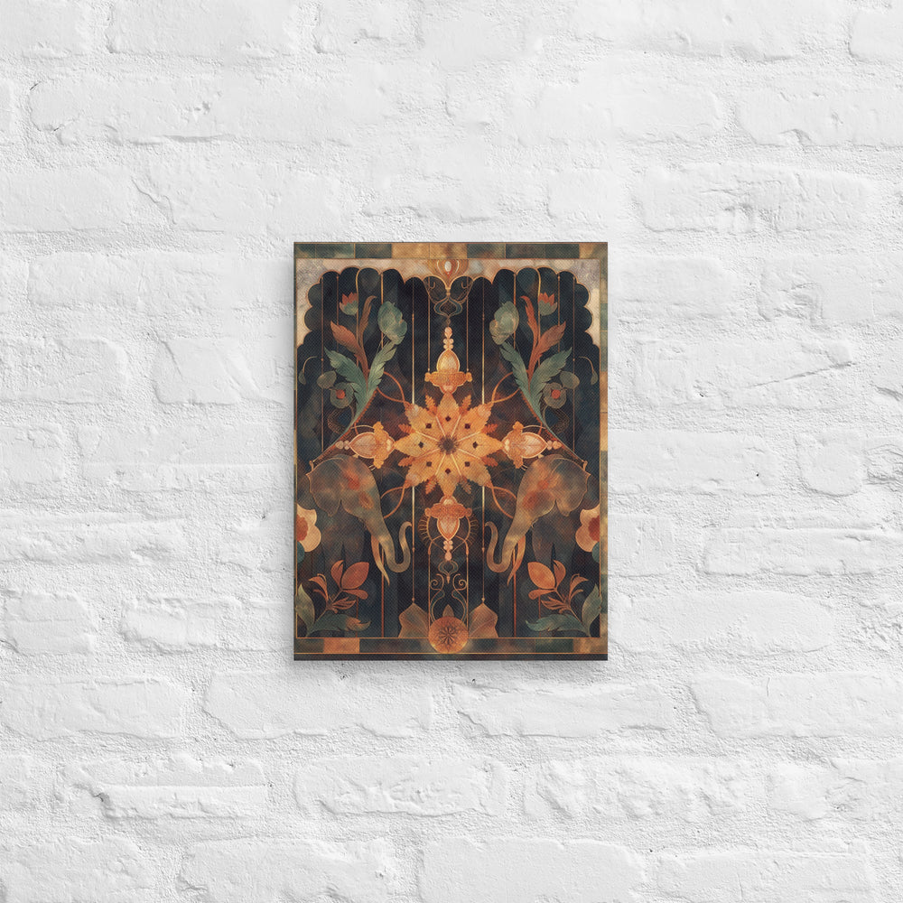 Obsidian Mughal Crest – Regal Crimson-Gold Canvas — view 2