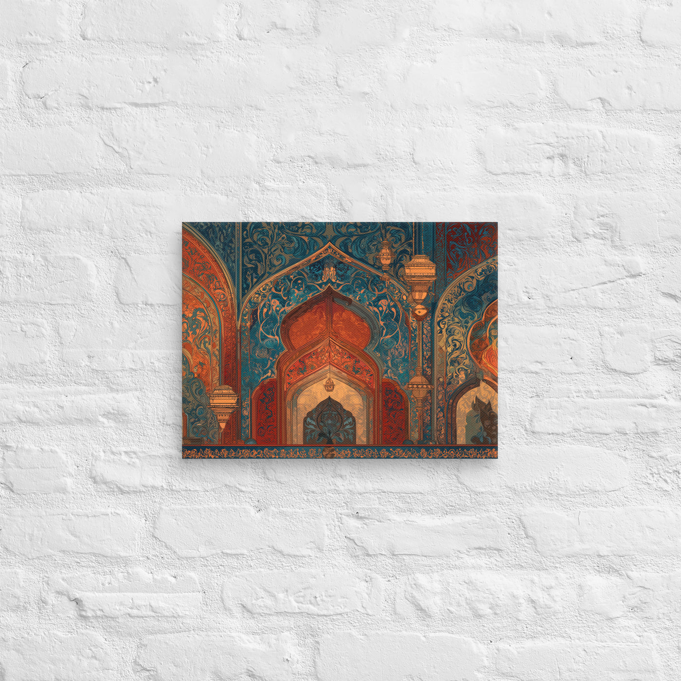Crimson Arches of the Red Castle – Mughal Palace Canvas — view 3