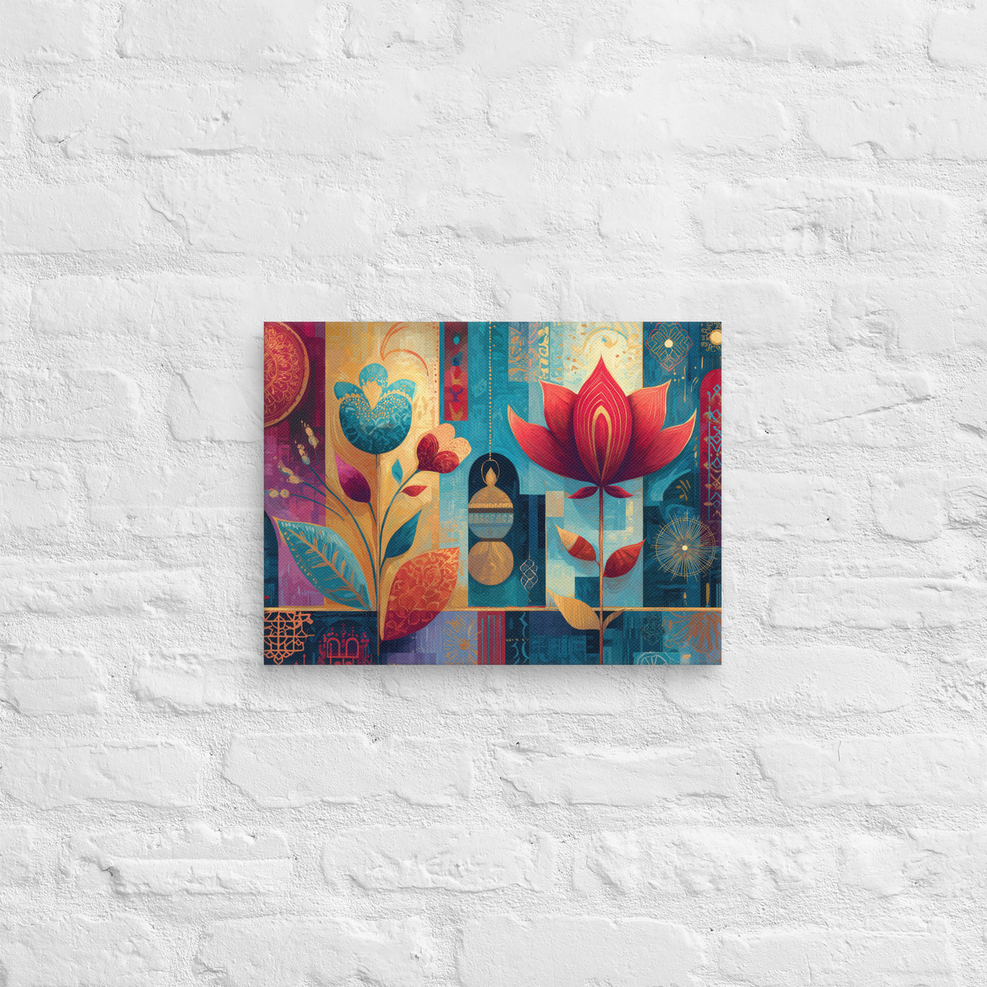 Prismatic Lotus Garden – Mughal Pop Canvas — view 2