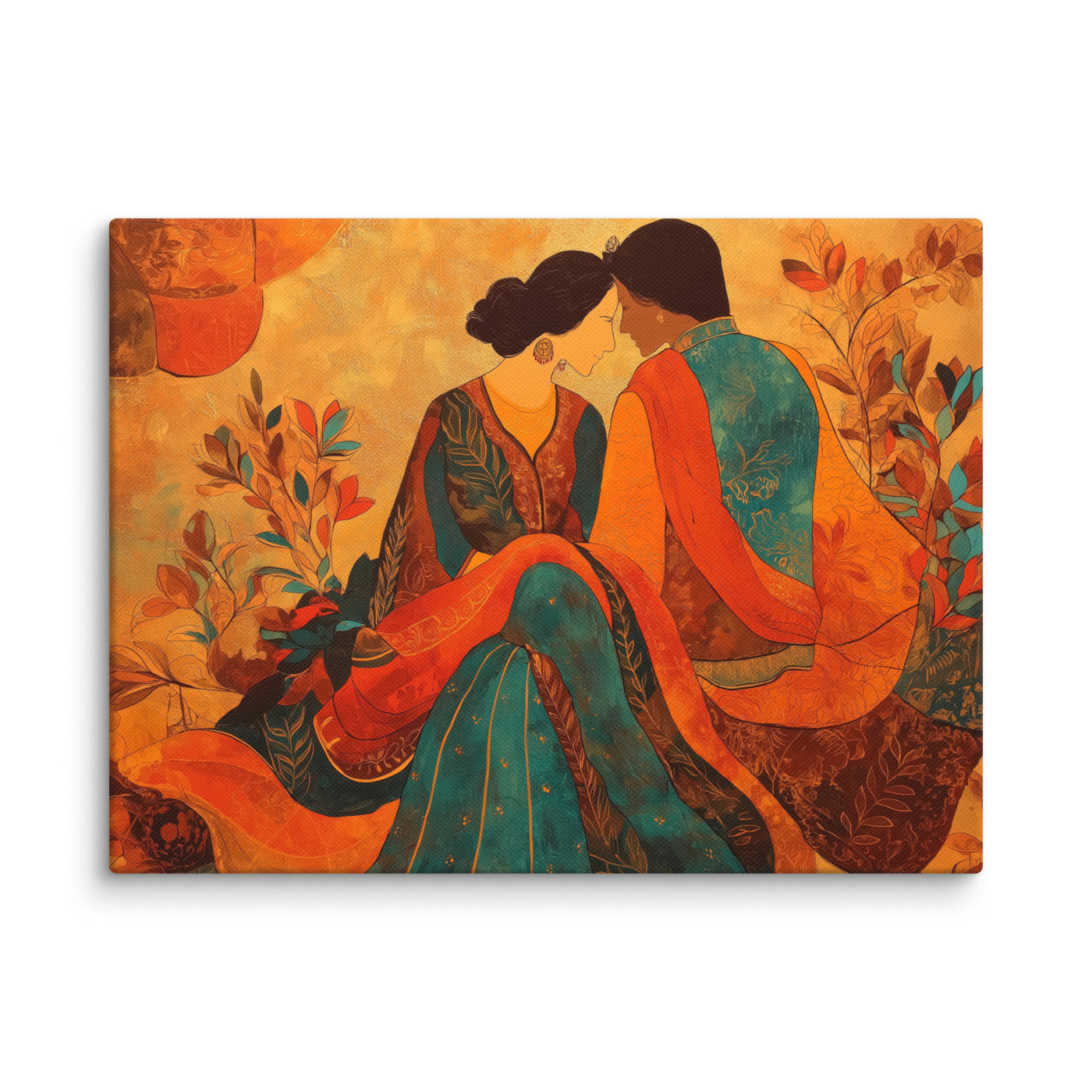 Amber Embrace of Anarkali & Salim – Mughal Romance Canvas Art — view 1
