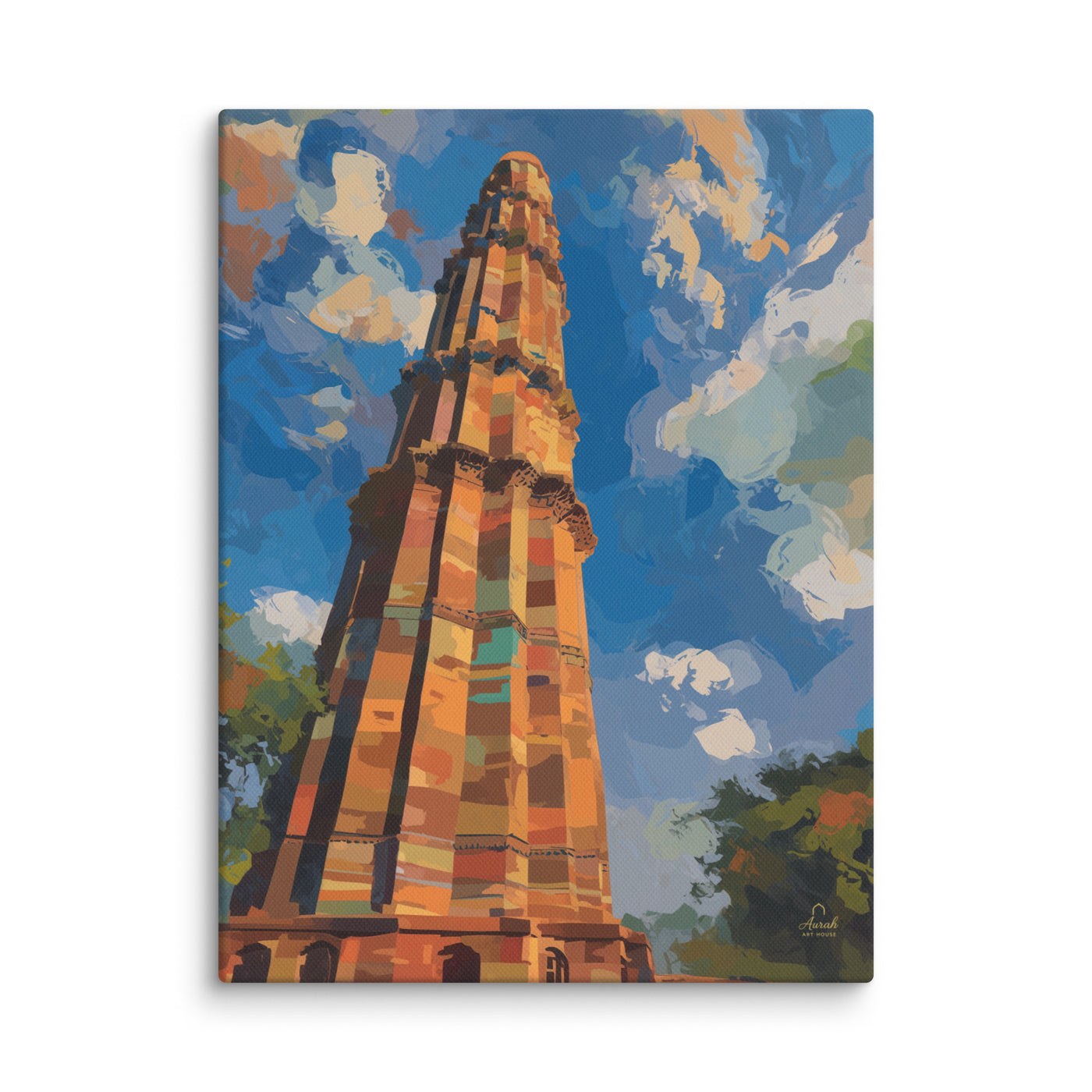 Echoes of Stone – Qutb Minar Mughal Architecture Canvas Wall Art — view 1