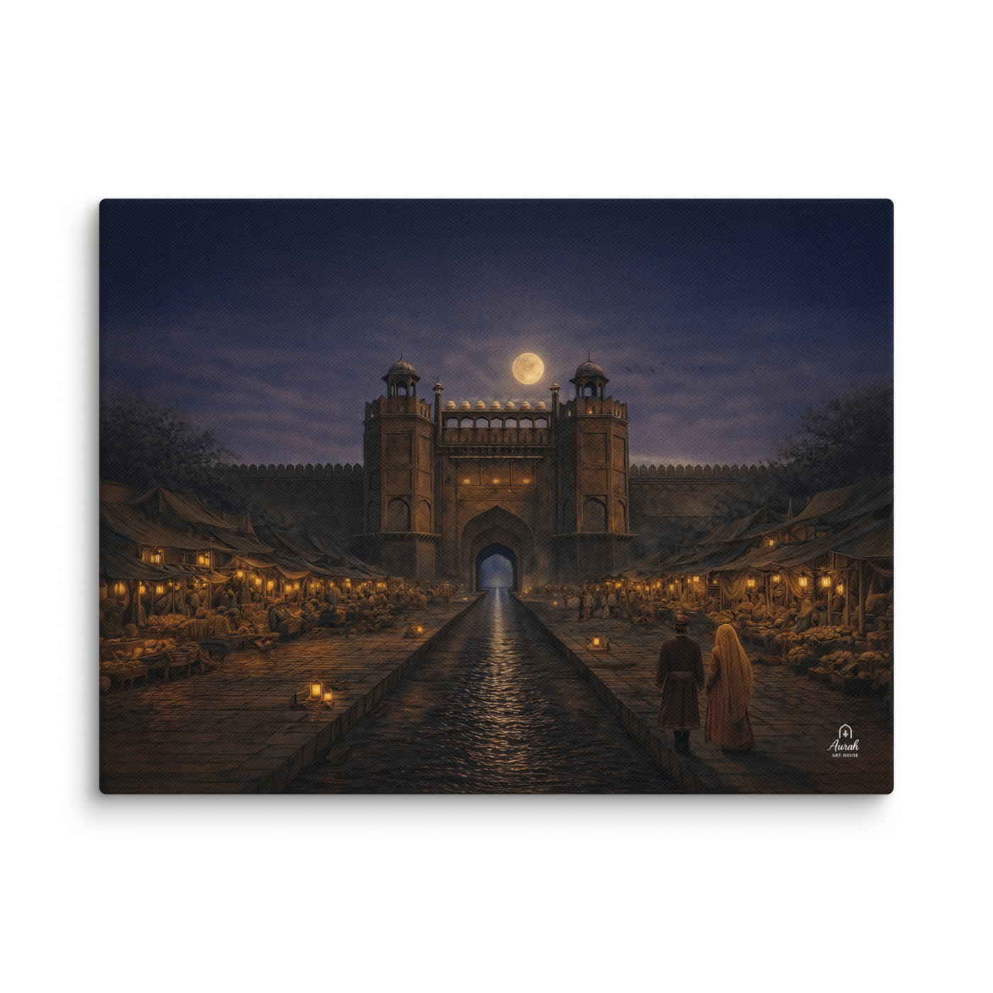 Chandni Chowk Moonlight – Mughal Night Market Canvas Art — view 3