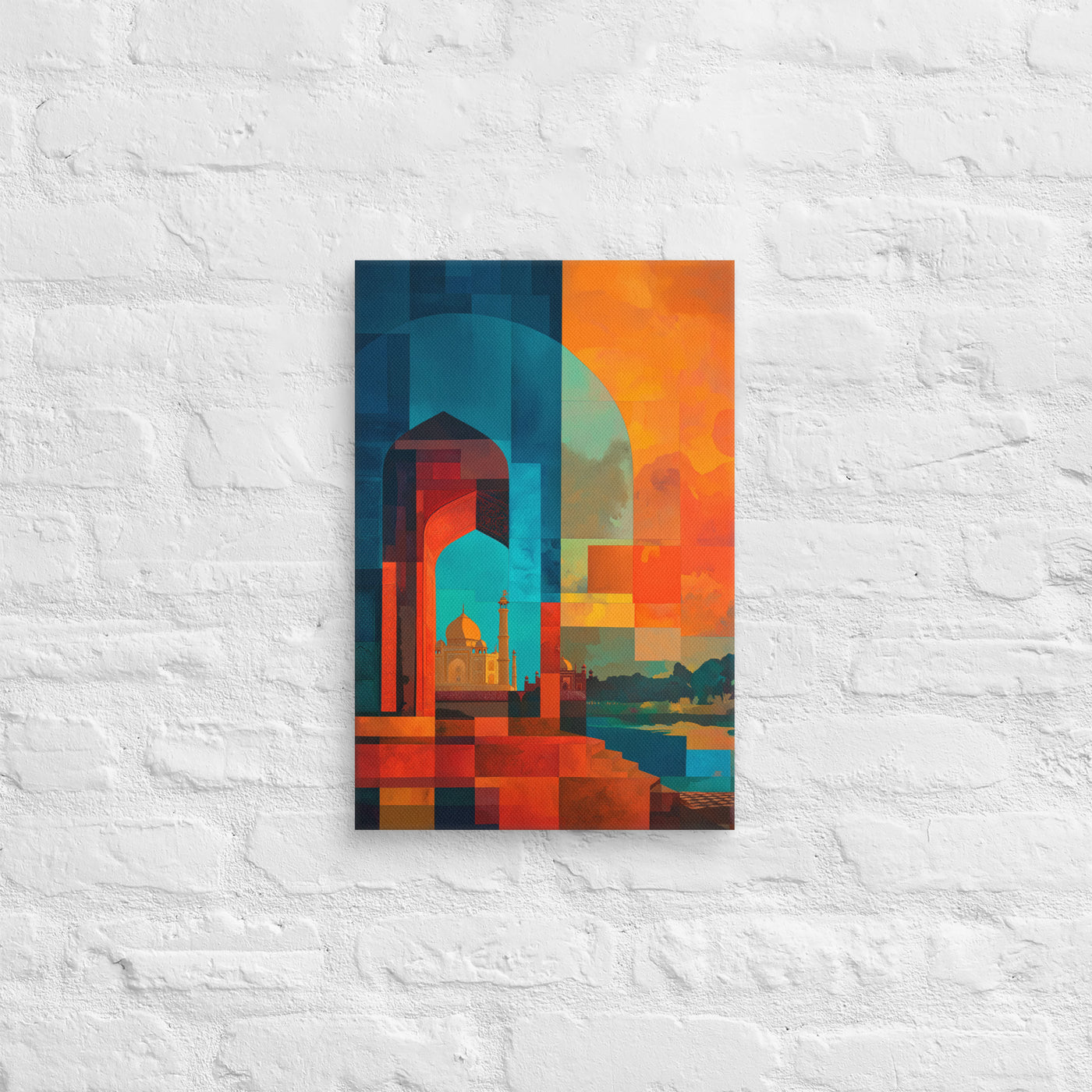 Geometric Sunrise Taj – Modern Mughal Canvas — view 2