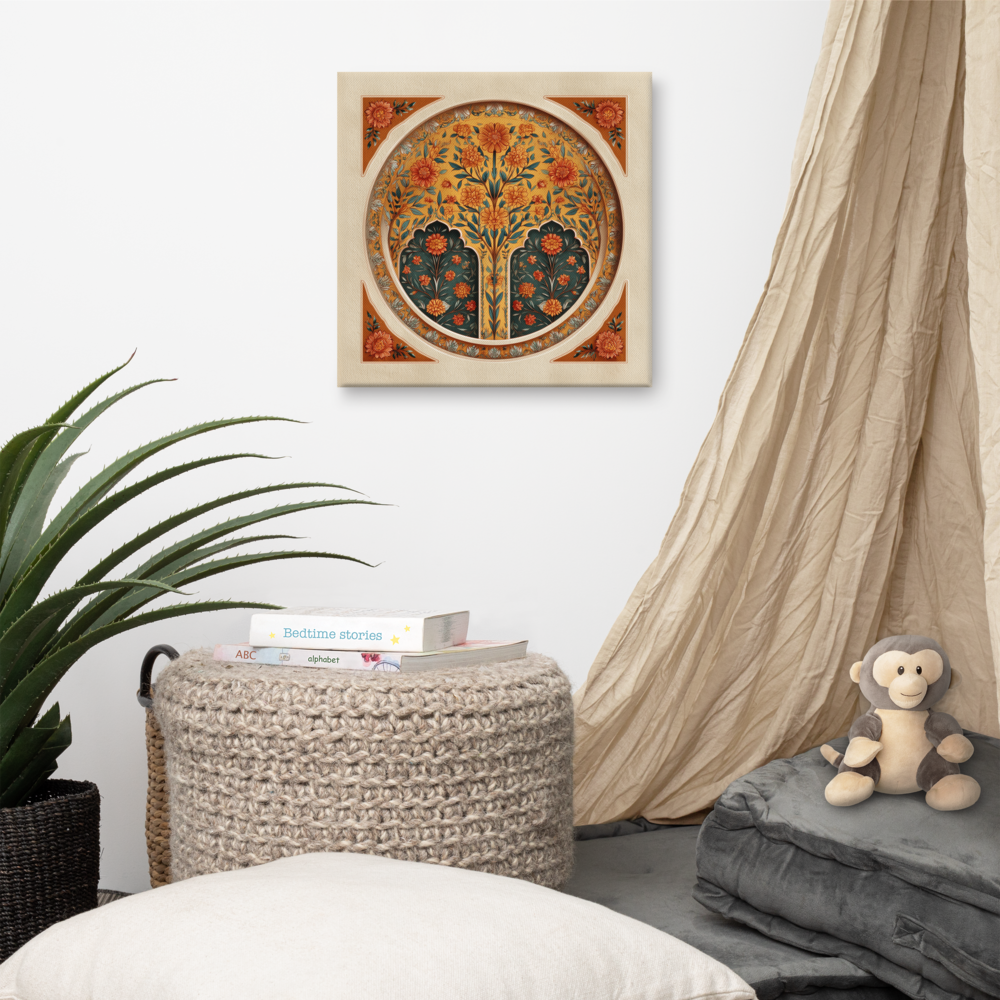 Golden Blossom Arch — Mughal Floral Harmony Canvas — view 7