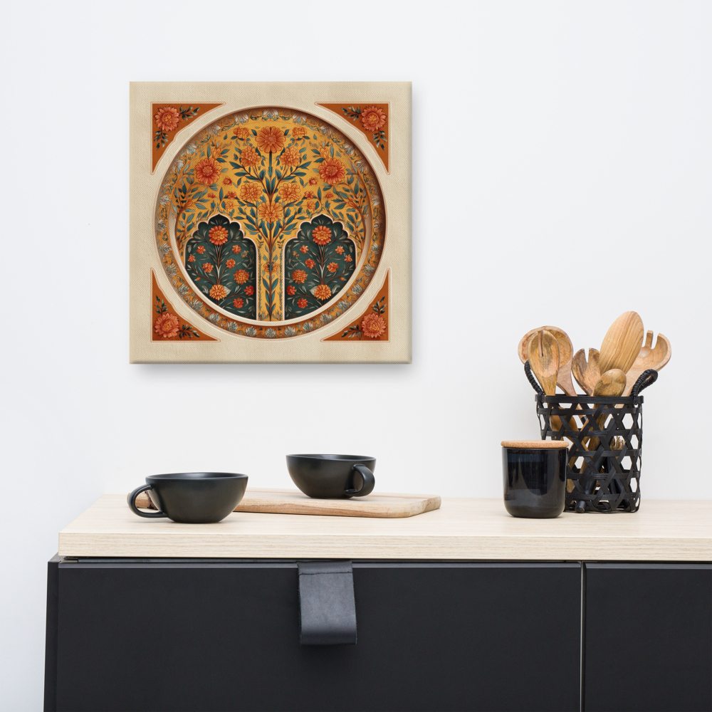Golden Blossom Arch — Mughal Floral Harmony Canvas — view 8