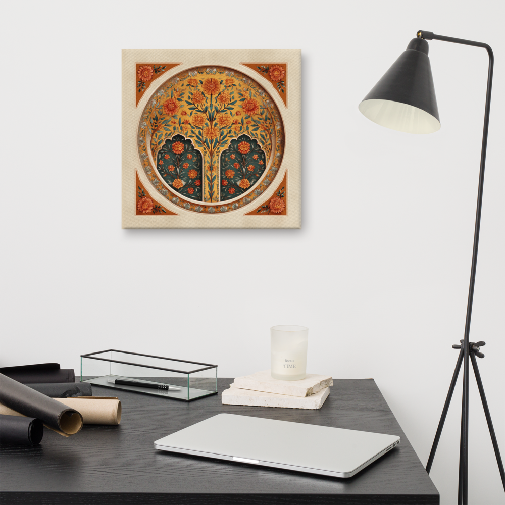Golden Blossom Arch — Mughal Floral Harmony Canvas — view 9