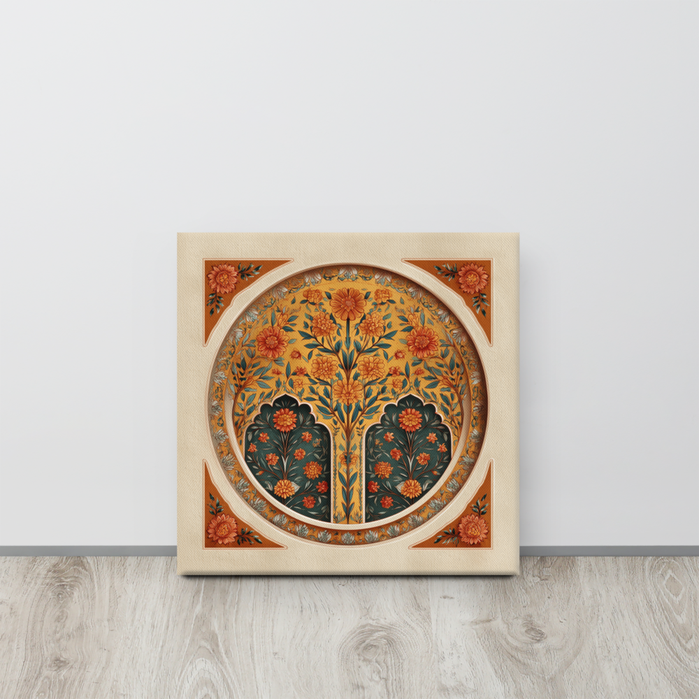 Golden Blossom Arch — Mughal Floral Harmony Canvas — view 10