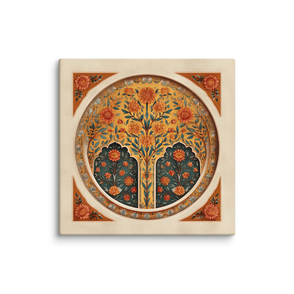 Golden Blossom Arch — Mughal Floral Harmony Canvas — view 2