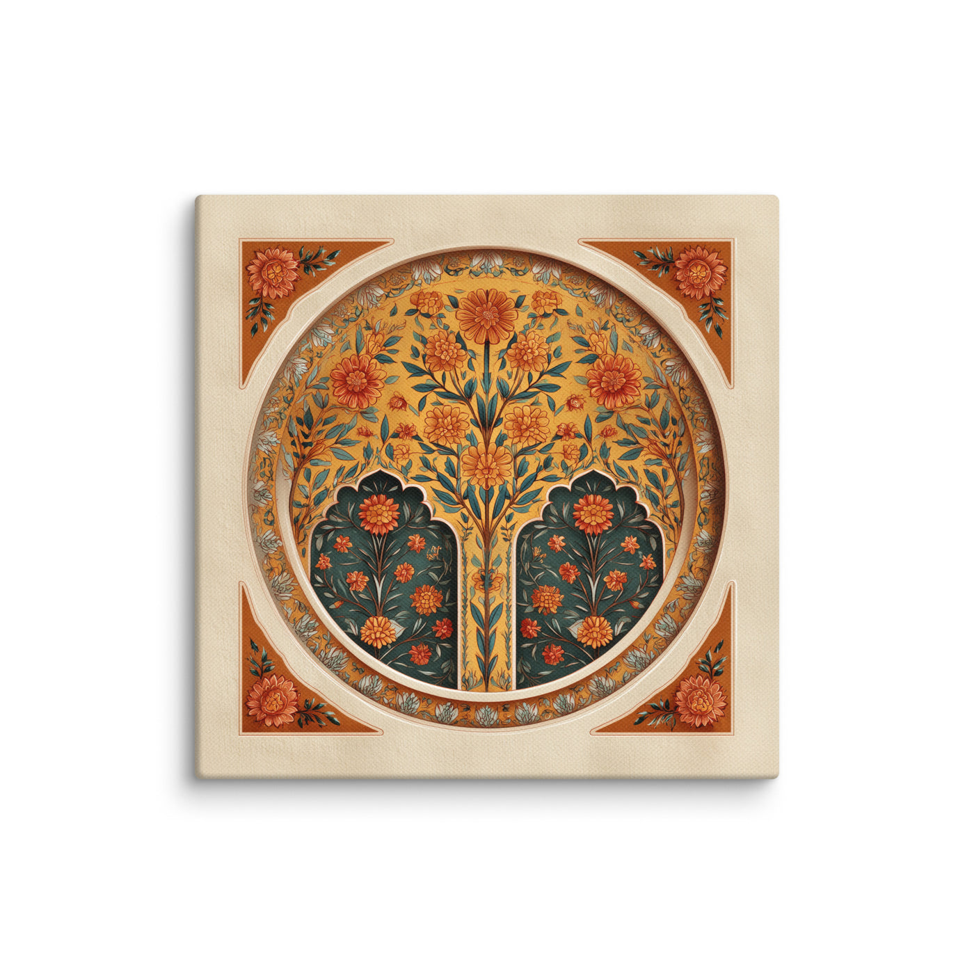 Golden Blossom Arch — Mughal Floral Harmony Canvas — view 2