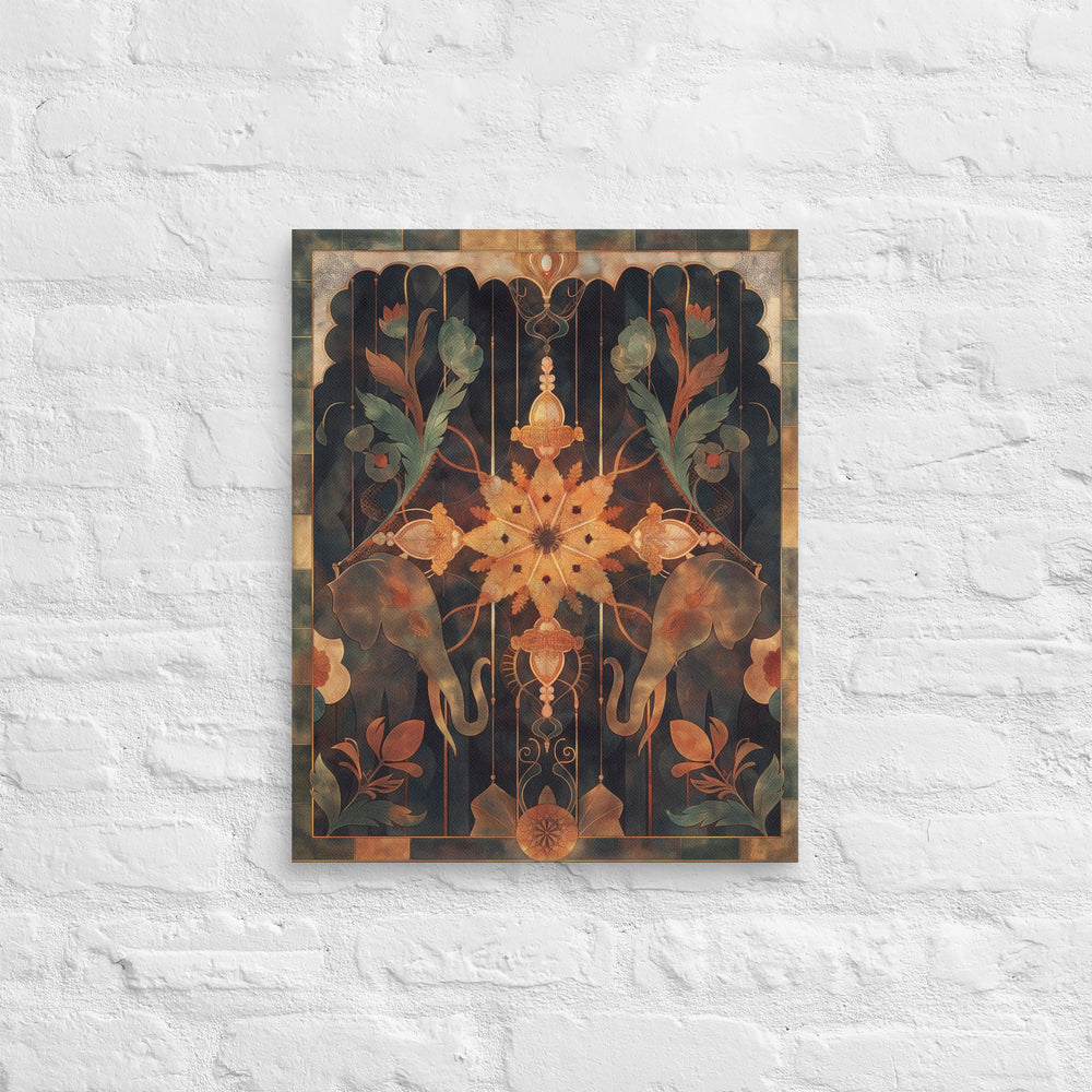 Obsidian Mughal Crest – Regal Crimson-Gold Canvas — view 3