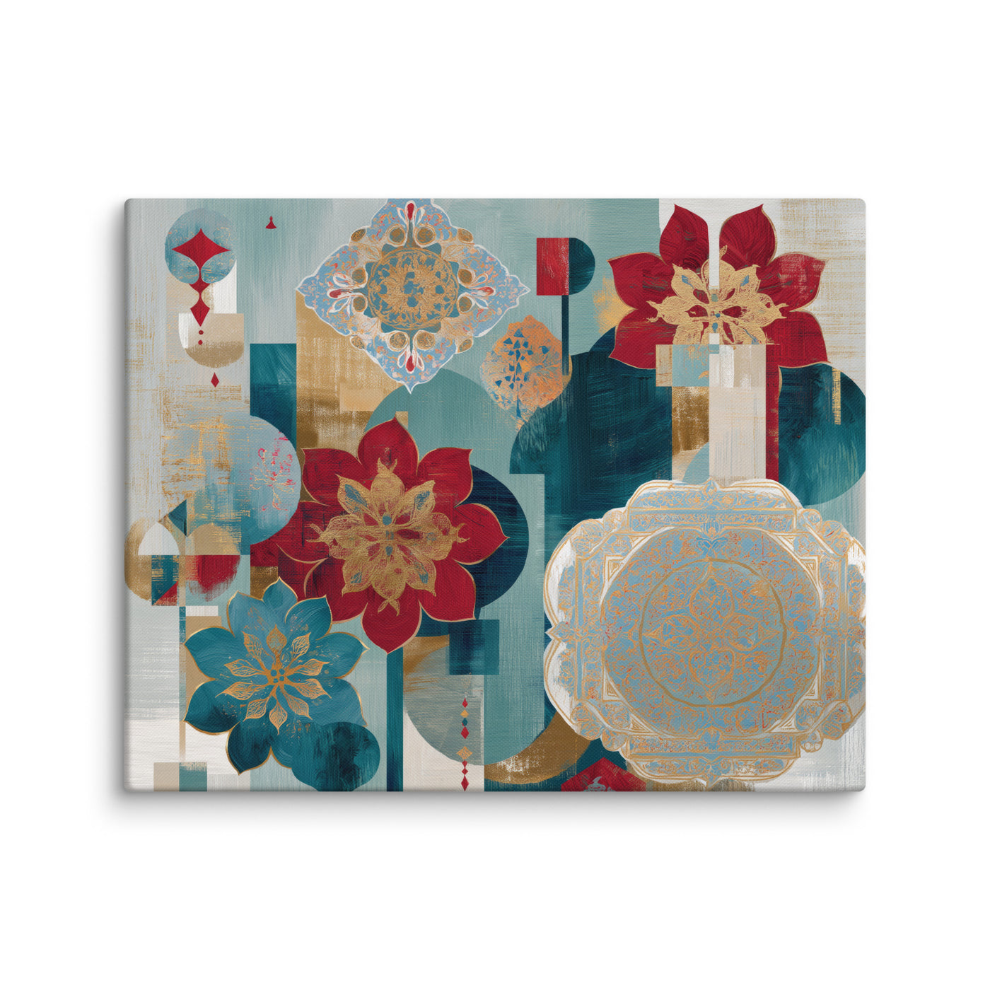 Modern Mughal Blooms – Red & Teal Harmony — view 1