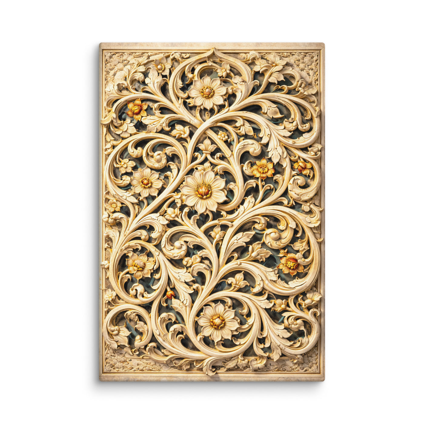 Arabesque Floral Jaali – Mughal Sculptural Canvas Art — view 2