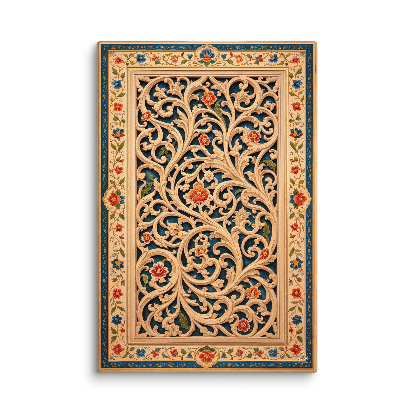 Arabesque Jaali Garden – Mughal Vine Lattice Canvas — view 2