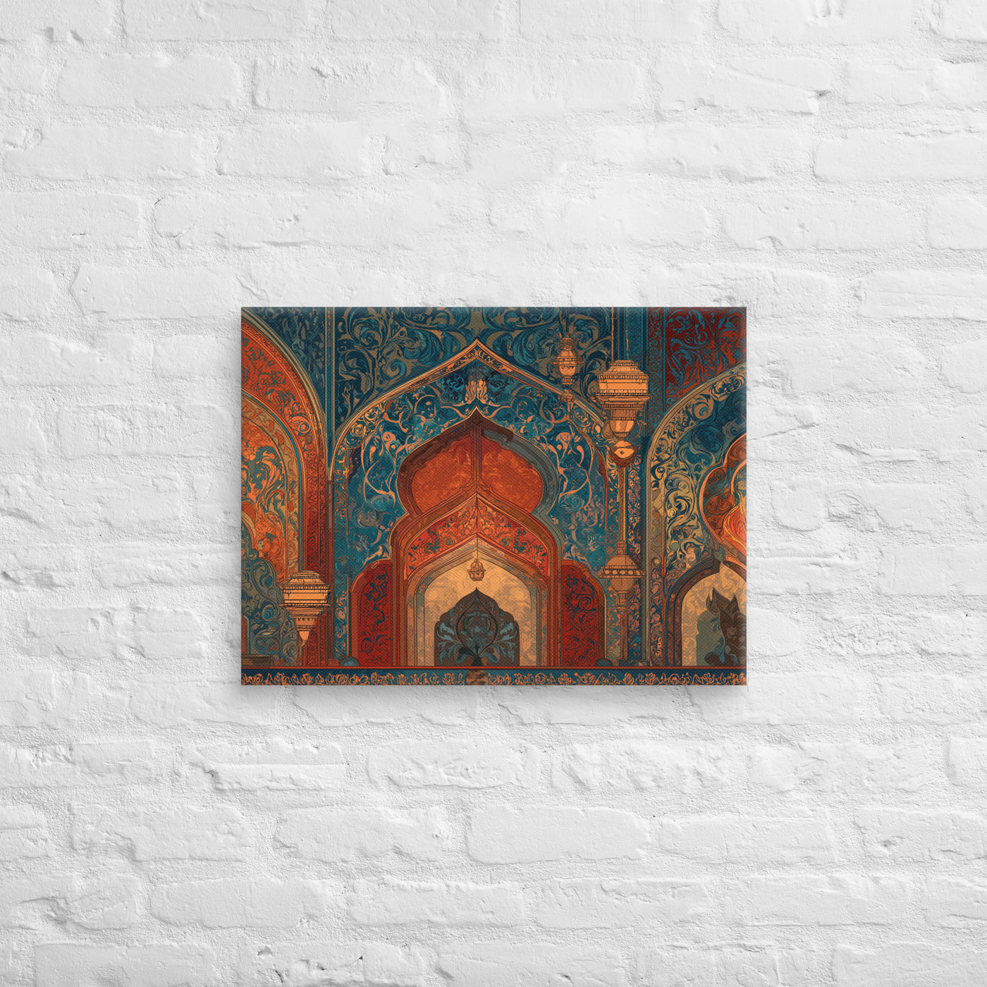 Crimson Arches of the Red Castle – Mughal Palace Canvas — view 4