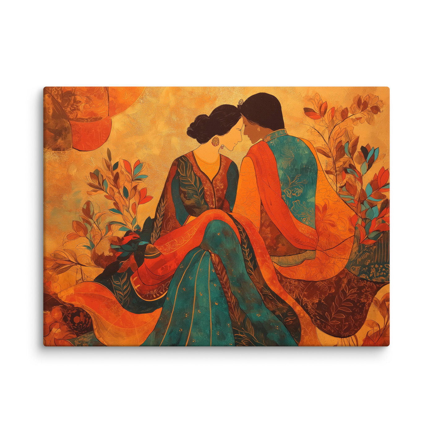 Amber Embrace of Anarkali & Salim – Mughal Romance Canvas Art — view 2