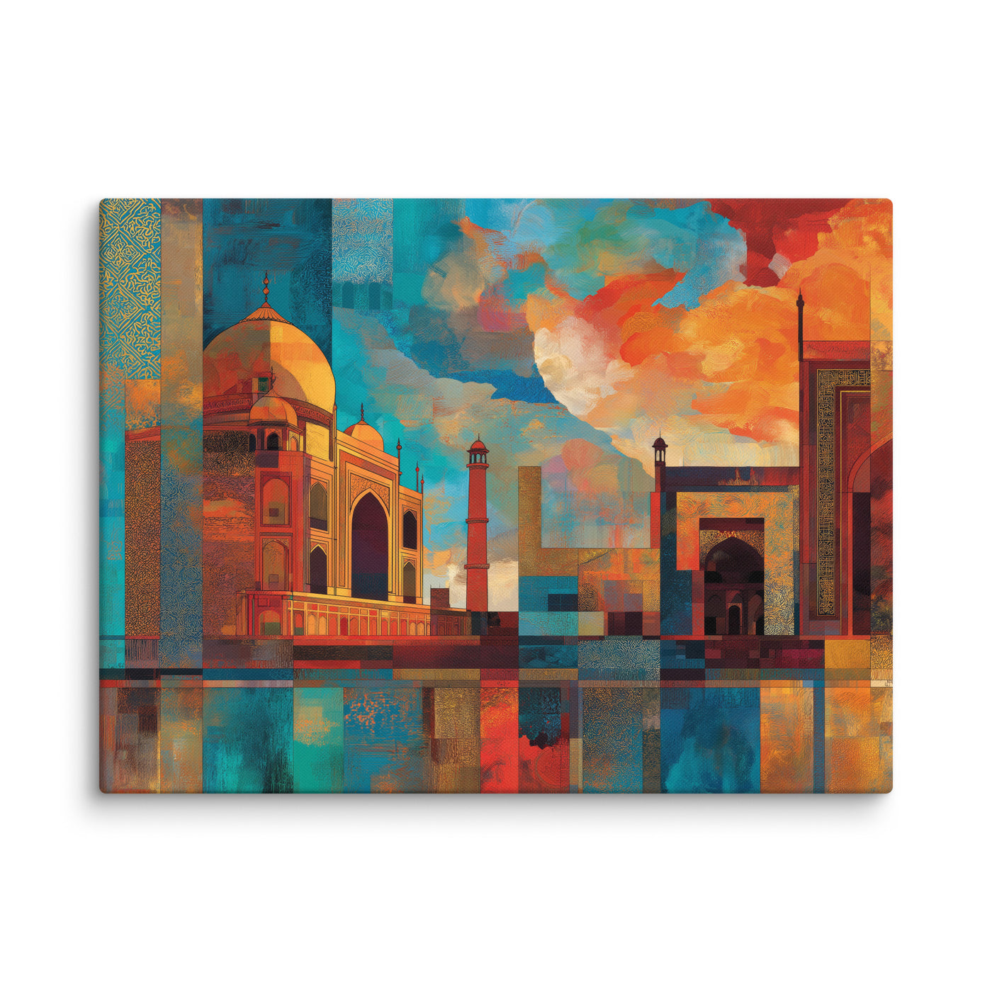 Reflections of the Taj – Mosaic Sunset Canvas — view 2