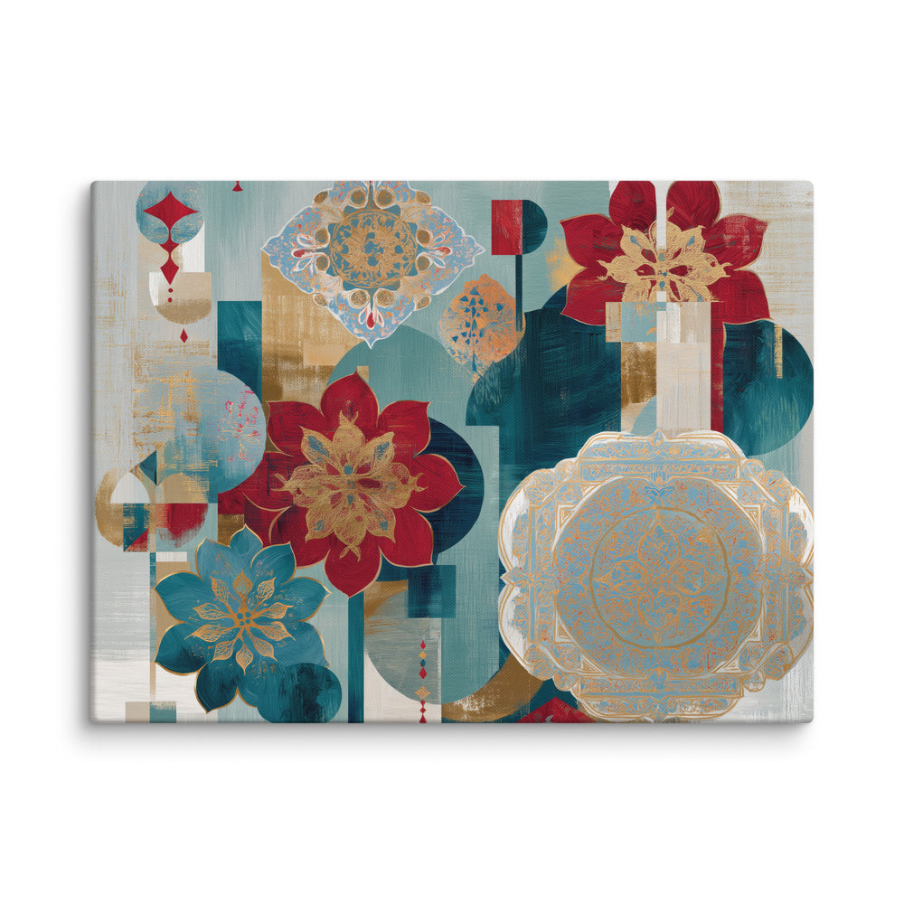Modern Mughal Blooms – Red & Teal Harmony — view 3