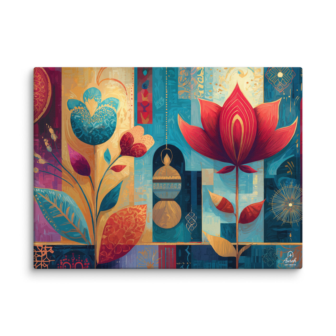 Prismatic Lotus Garden – Mughal Pop Canvas — view 1