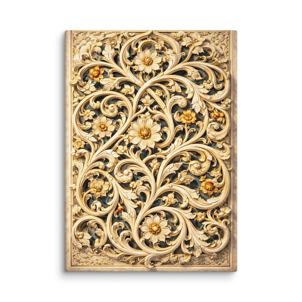 Arabesque Floral Jaali – Mughal Sculptural Canvas Art — view 3