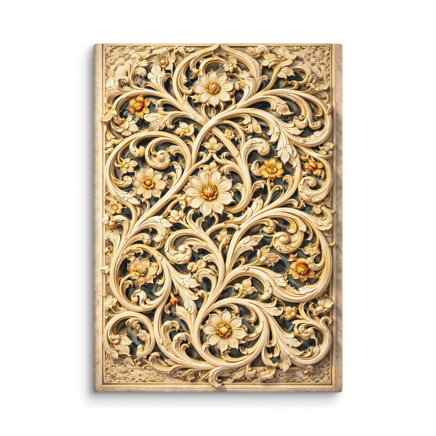 Arabesque Floral Jaali – Mughal Sculptural Canvas Art — view 3