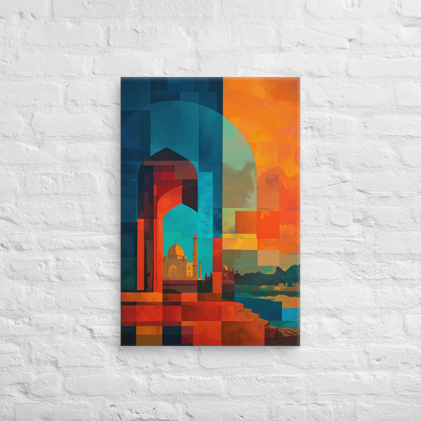Geometric Sunrise Taj – Modern Mughal Canvas — view 3