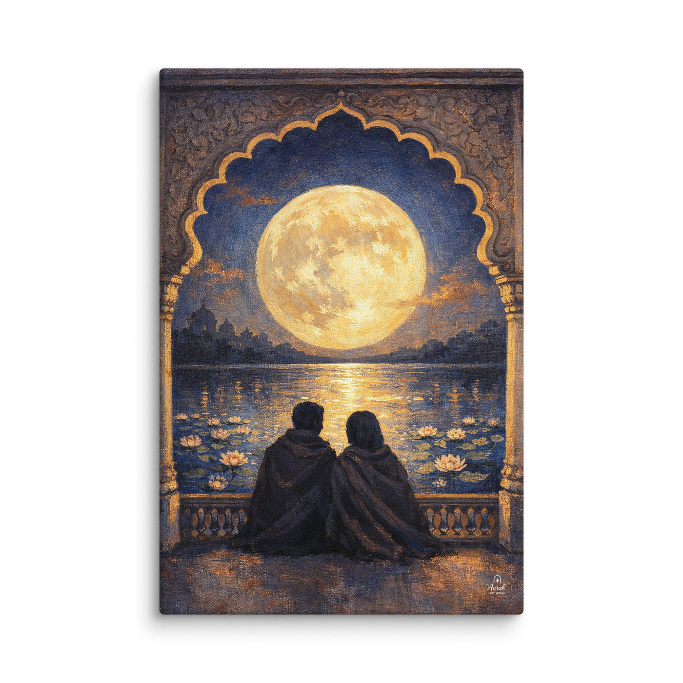 Moonlit Palace Reflections – Mughal Inspired Romantic Canvas Art — view 3