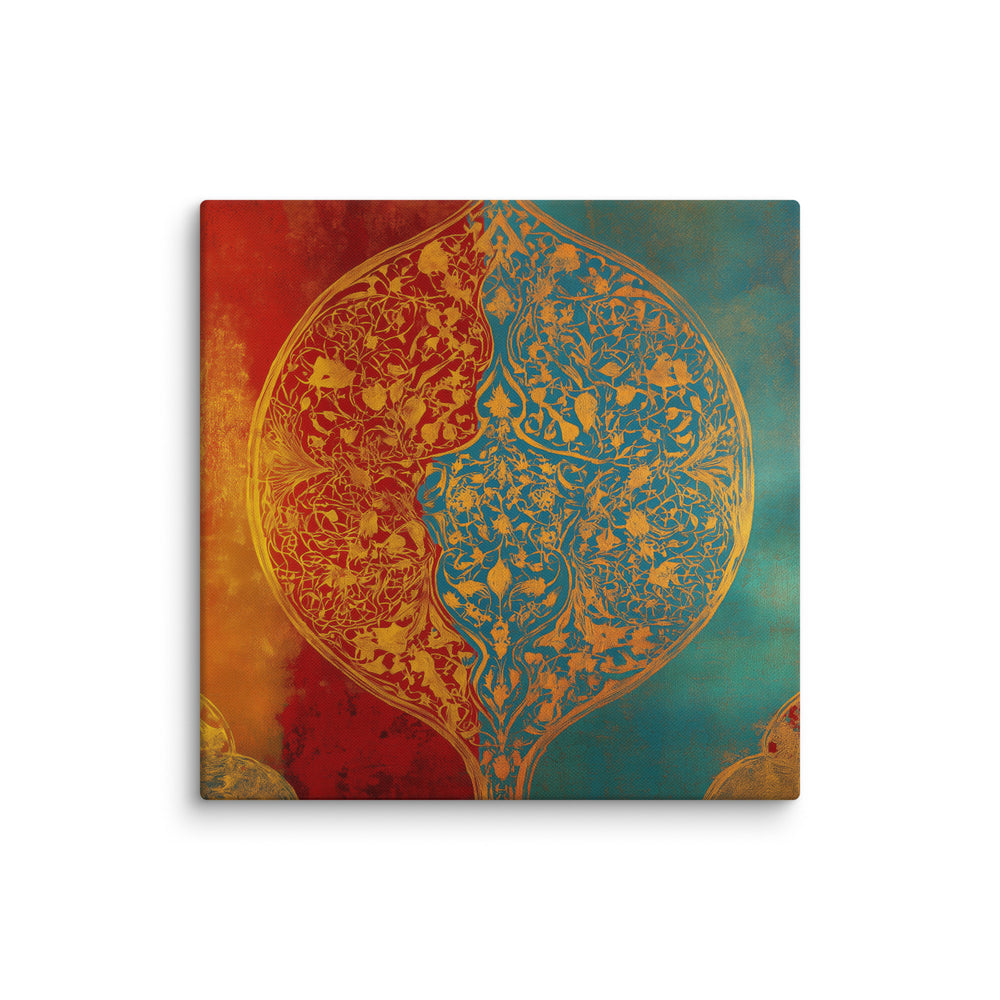 Harmony of Two Worlds – Mughal Inspired Abstract Floral Canvas Art — view 2