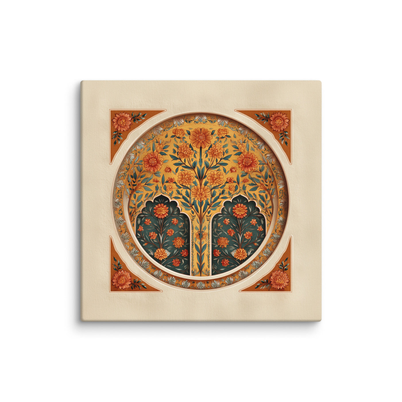 Golden Blossom Arch — Mughal Floral Harmony Canvas — view 5