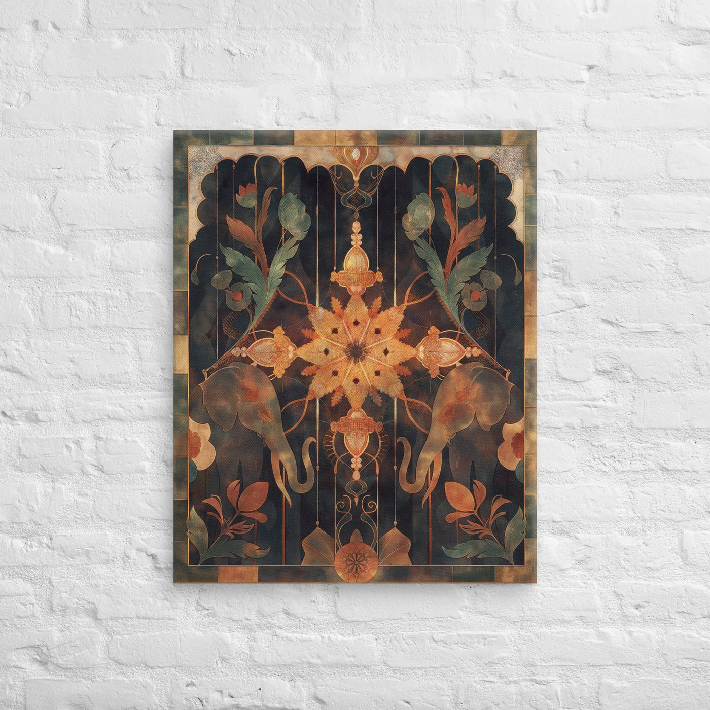Obsidian Mughal Crest – Regal Crimson-Gold Canvas — view 1