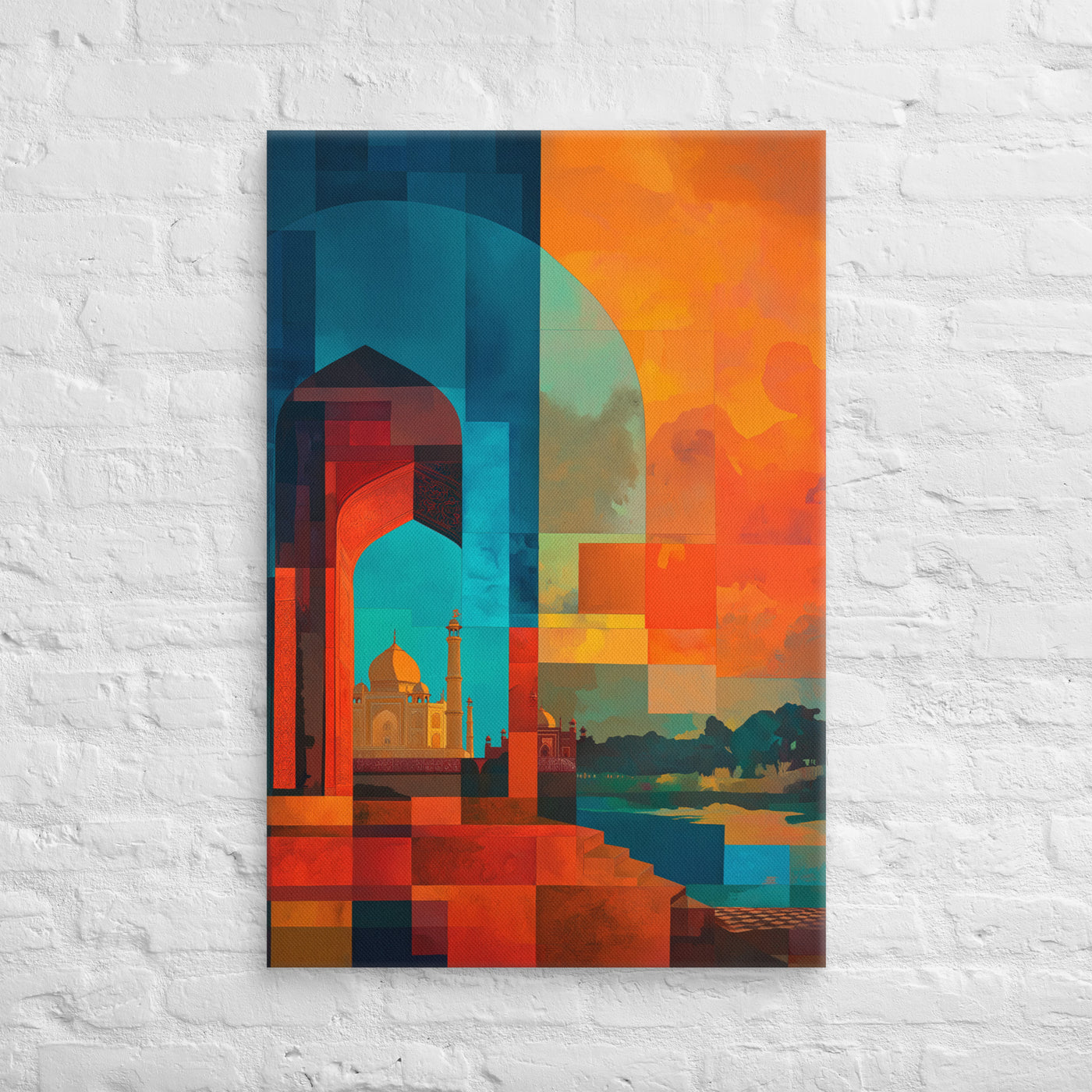 Geometric Sunrise Taj – Modern Mughal Canvas — view 1