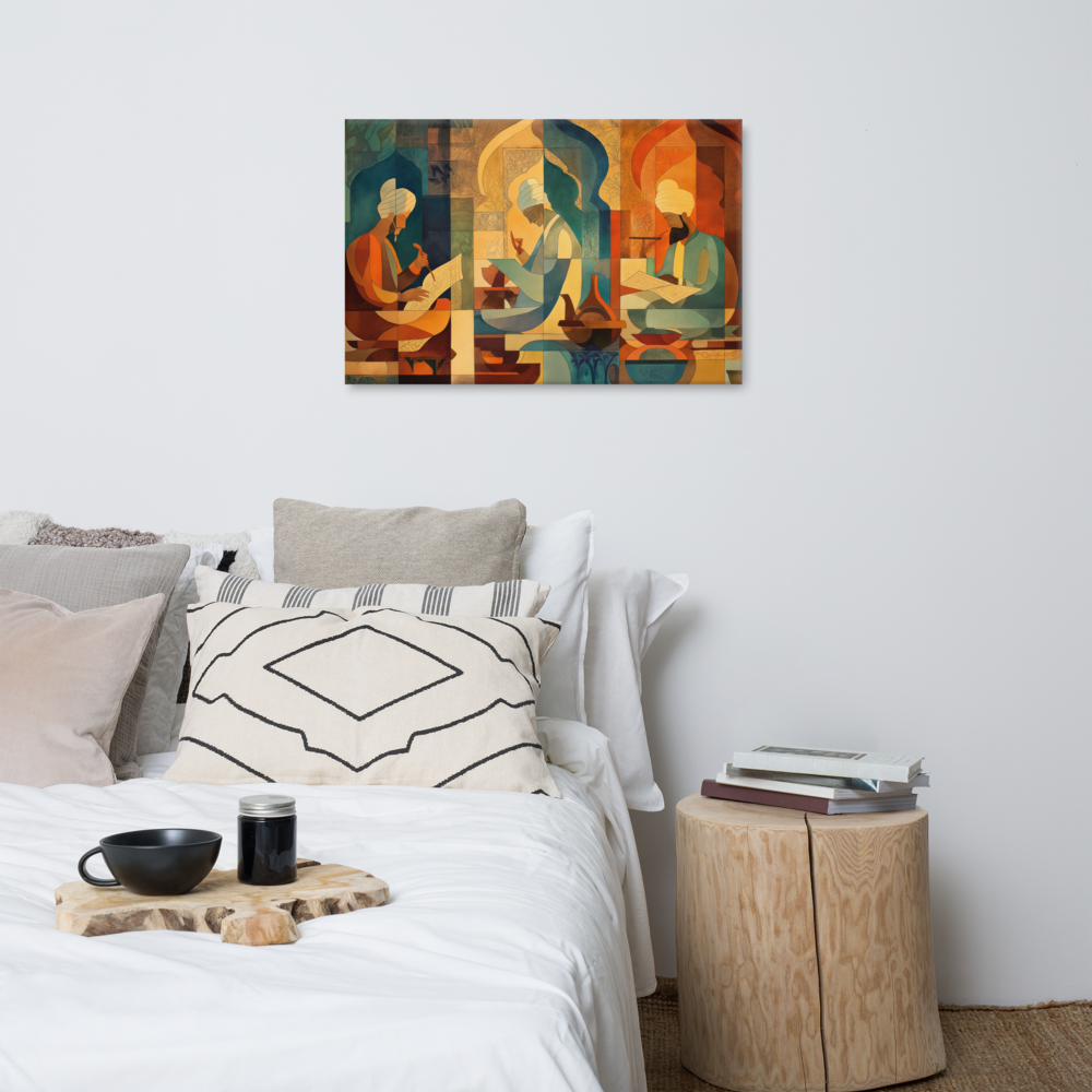 Scholars of the Mughal Era – Abstract Cultural Canvas Art | Mughal Heritage Wall Decor — view 4