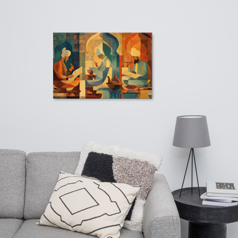 Scholars of the Mughal Era – Abstract Cultural Canvas Art | Mughal Heritage Wall Decor — view 8