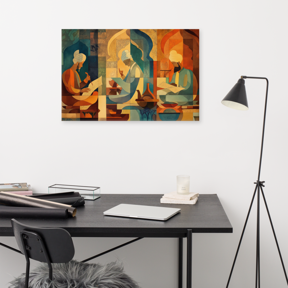 Scholars of the Mughal Era – Abstract Cultural Canvas Art | Mughal Heritage Wall Decor — view 9